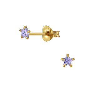 Lavender Star Gold Stud Earrings